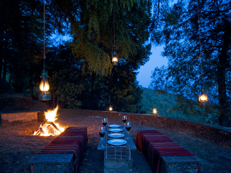 Dinner on the estate, outdoors.